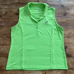 EP Pro Tour Tech Lime Green Sleeveless THCC Golf Polo Shirt Women’s Large EUC‎
